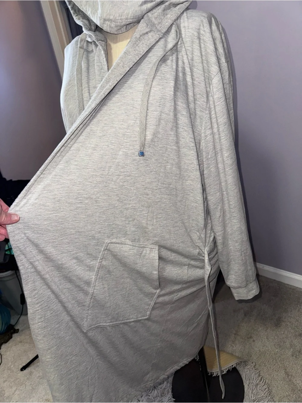 NWT DudeRobe 2/3XL Heather Gray Hooded Bathrobe Mens